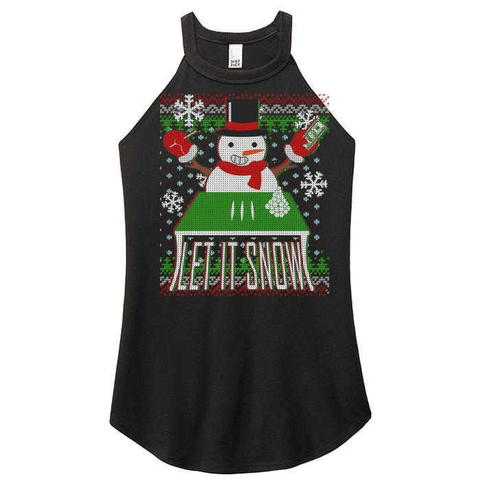 Ugly Christmas Sweater Let It Snow Frosty Snowman On Drugs Women's Perfect Tri Rocker Tank