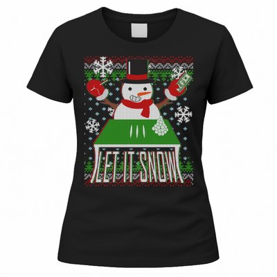 Ugly Christmas Sweater Let It Snow Frosty Snowman On Drugs Women's T-Shirt