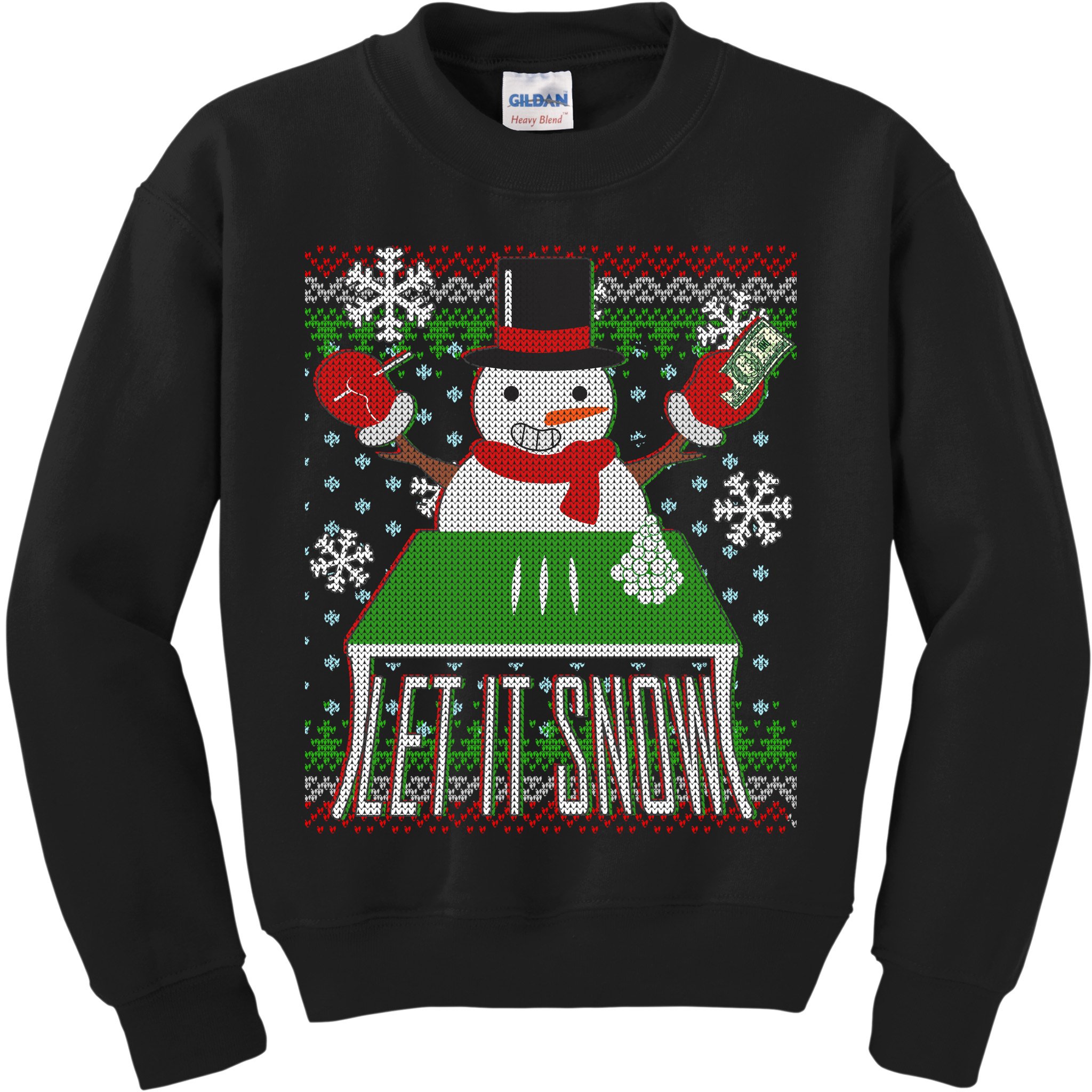 Ugly Christmas Sweater Let It Snow Frosty Snowman On Drugs Kids Sweatshirt