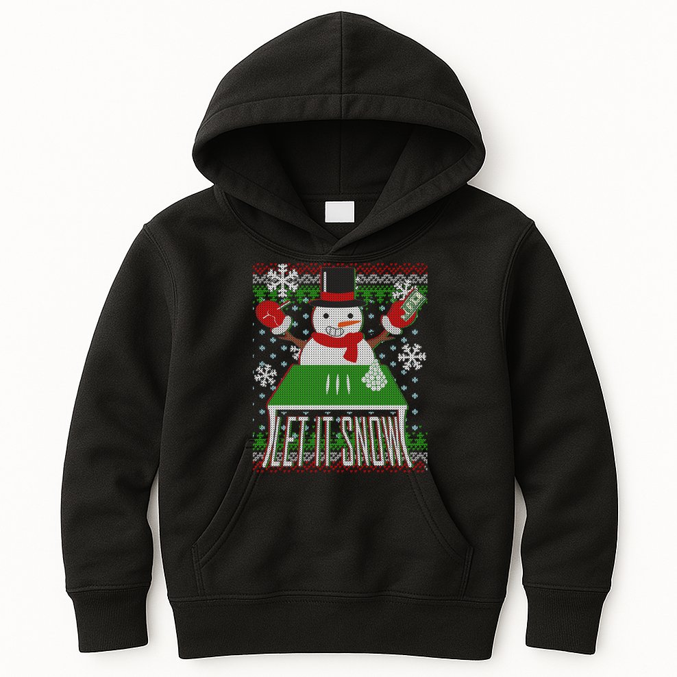 Ugly Christmas Sweater Let It Snow Frosty Snowman On Drugs Kids Hoodie