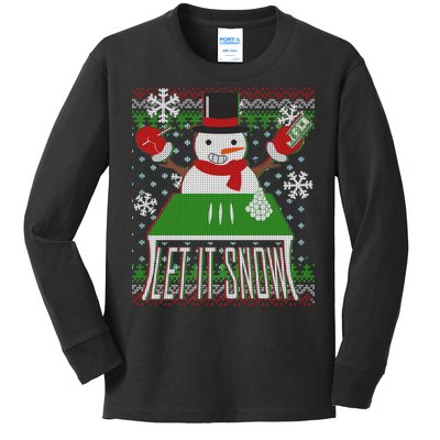 Ugly Christmas Sweater Let It Snow Frosty Snowman On Drugs Kids Long Sleeve Shirt