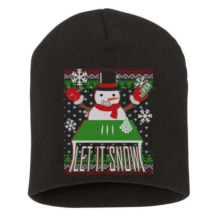 Ugly Christmas Sweater Let It Snow Frosty Snowman On Drugs Short Acrylic Beanie