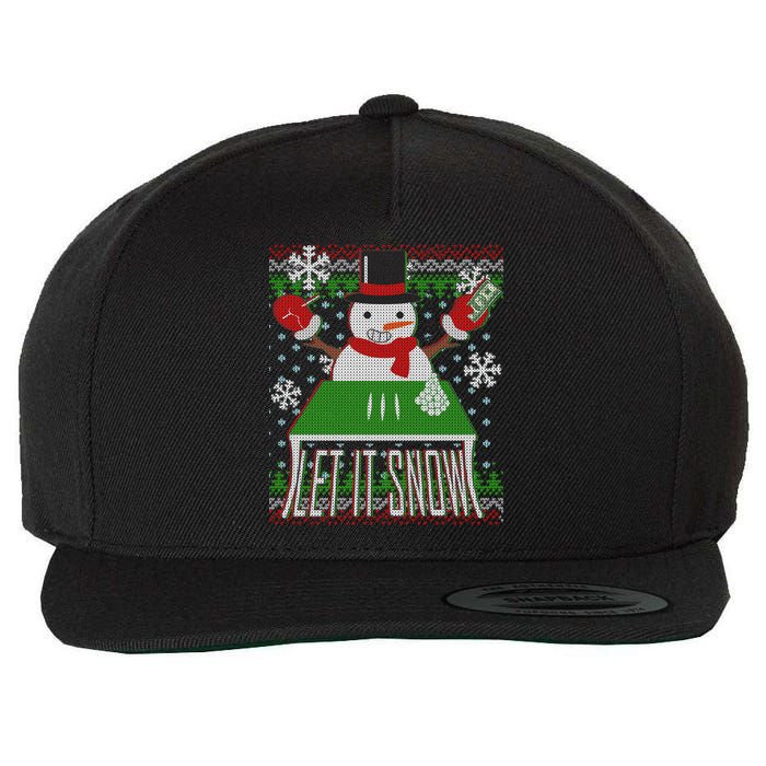 Ugly Christmas Sweater Let It Snow Frosty Snowman On Drugs Wool Snapback Cap