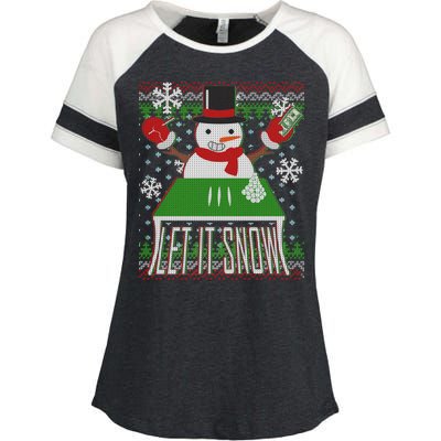 Ugly Christmas Sweater Let It Snow Frosty Snowman On Drugs Enza Ladies Jersey Colorblock Tee