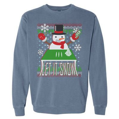 Ugly Christmas Sweater Let It Snow Frosty Snowman On Drugs Garment-Dyed Sweatshirt