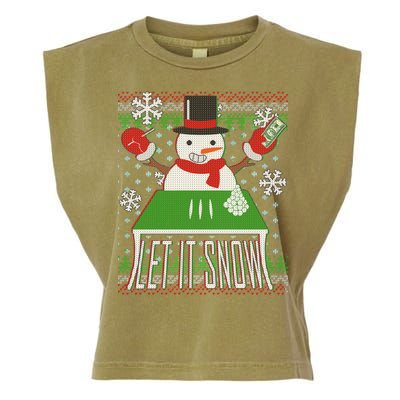 Ugly Christmas Sweater Let It Snow Frosty Snowman On Drugs Garment-Dyed Women's Muscle Tee