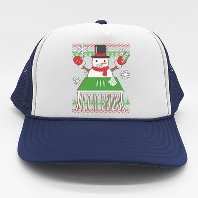 Ugly Christmas Sweater Let It Snow Frosty Snowman On Drugs Trucker Hat