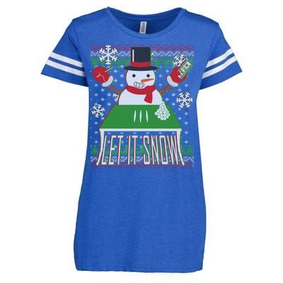 Ugly Christmas Sweater Let It Snow Frosty Snowman On Drugs Enza Ladies Jersey Football T-Shirt