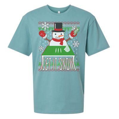 Ugly Christmas Sweater Let It Snow Frosty Snowman On Drugs Sueded Cloud Jersey T-Shirt