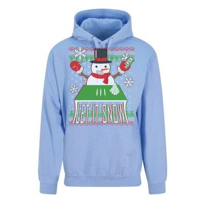 Ugly Christmas Sweater Let It Snow Frosty Snowman On Drugs Unisex Surf Hoodie