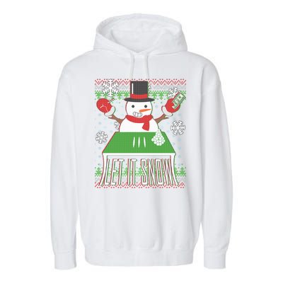 Ugly Christmas Sweater Let It Snow Frosty Snowman On Drugs Garment-Dyed Fleece Hoodie