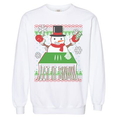 Ugly Christmas Sweater Let It Snow Frosty Snowman On Drugs Garment-Dyed Sweatshirt