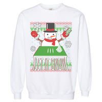 Ugly Christmas Sweater Let It Snow Frosty Snowman On Drugs Garment-Dyed Sweatshirt