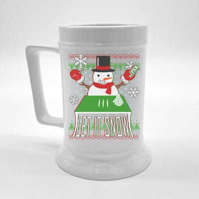 Ugly Christmas Sweater Let It Snow Frosty Snowman On Drugs Beer Stein