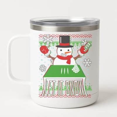 Ugly Christmas Sweater Let It Snow Frosty Snowman On Drugs 12 oz Stainless Steel Tumbler Cup