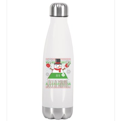 Ugly Christmas Sweater Let It Snow Frosty Snowman On Drugs Stainless Steel Insulated Water Bottle