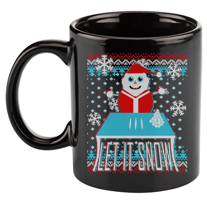 Ugly Christmas Sweater Let It Snow Santa Snowman 11oz C Handle Ceramic Mug