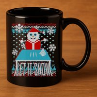 Ugly Christmas Sweater Let It Snow Santa Snowman 11oz C Handle Ceramic Mug