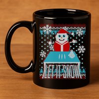Ugly Christmas Sweater Let It Snow Santa Snowman 11oz C Handle Ceramic Mug