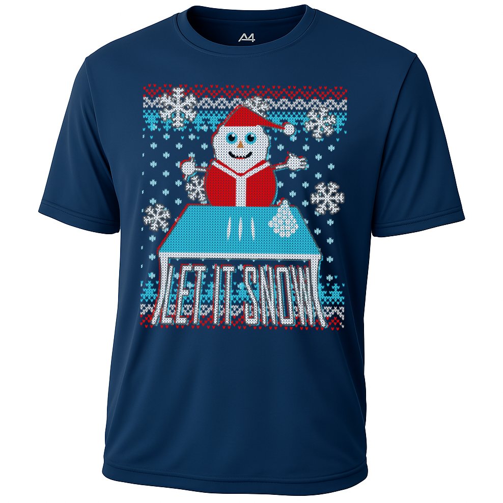 Ugly Christmas Sweater Let It Snow Santa Snowman Cooling Performance Crew T-Shirt