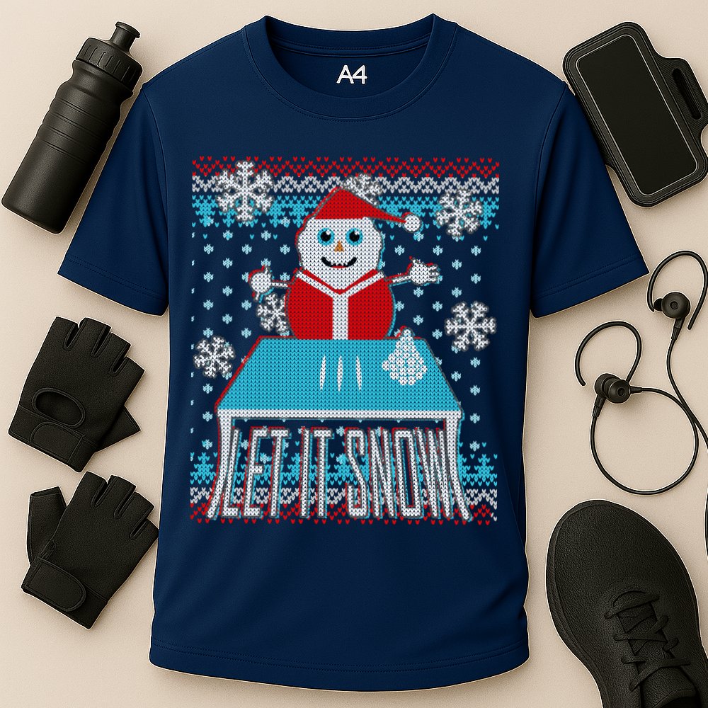 Ugly Christmas Sweater Let It Snow Santa Snowman Cooling Performance Crew T-Shirt
