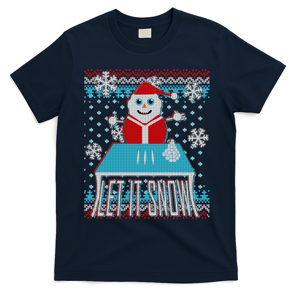 Ugly Christmas Sweater Let It Snow Santa Snowman T-Shirt