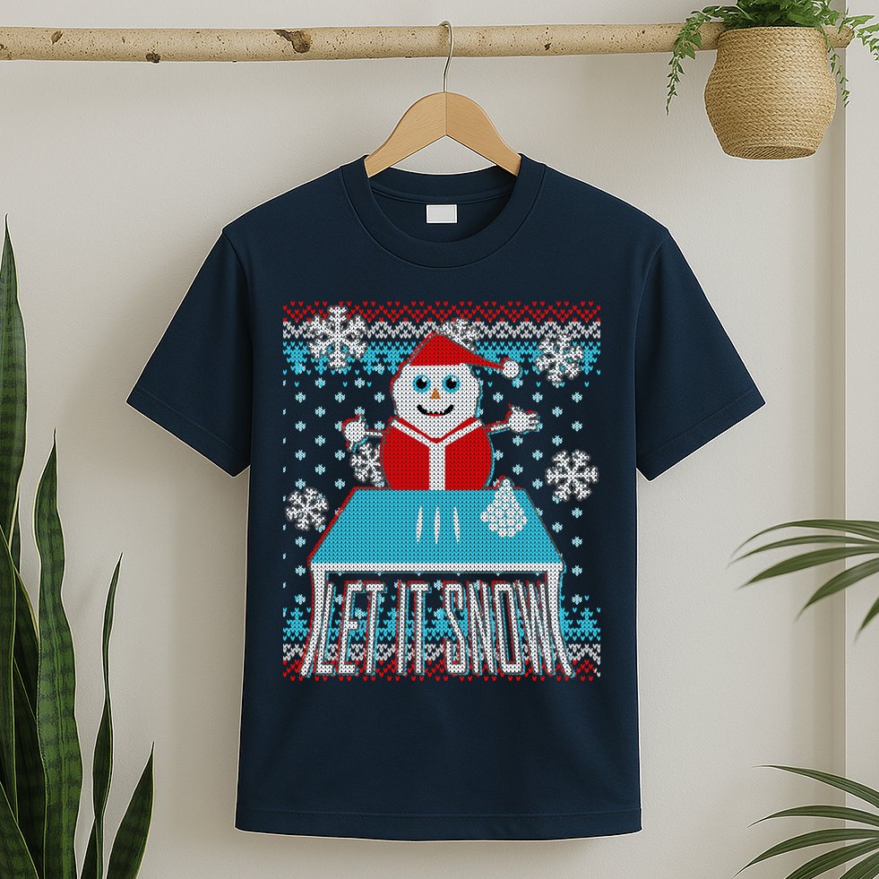 Ugly Christmas Sweater Let It Snow Santa Snowman T-Shirt