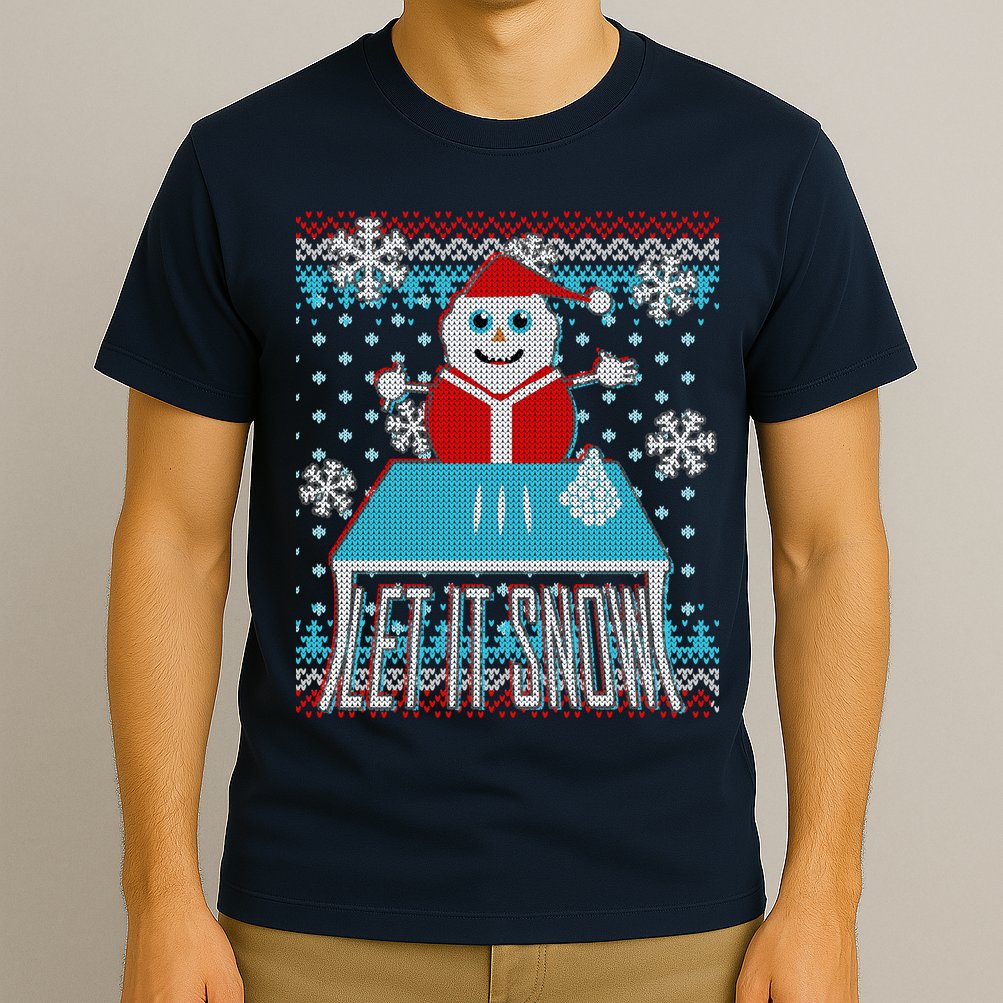 Ugly Christmas Sweater Let It Snow Santa Snowman T-Shirt