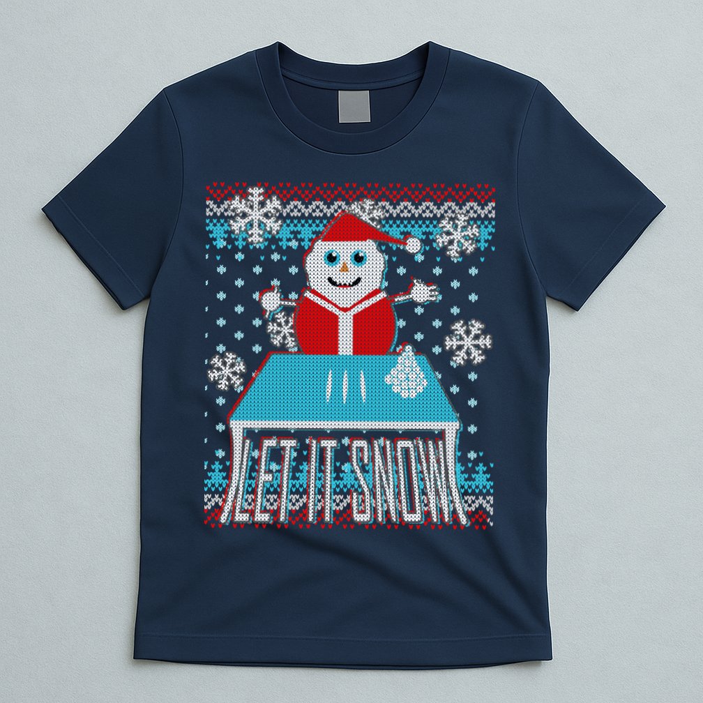 Ugly Christmas Sweater Let It Snow Santa Snowman T-Shirt