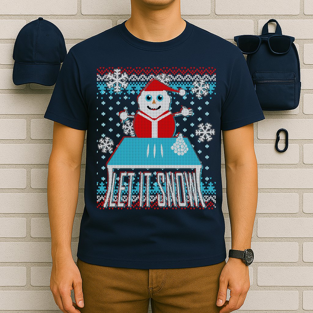 Ugly Christmas Sweater Let It Snow Santa Snowman T-Shirt