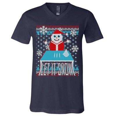 Ugly Christmas Sweater Let It Snow Santa Snowman V-Neck T-Shirt