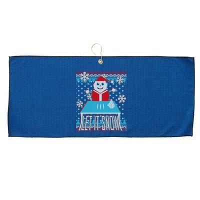 Ugly Christmas Sweater Let It Snow Santa Snowman Large Microfiber Waffle Golf Towel