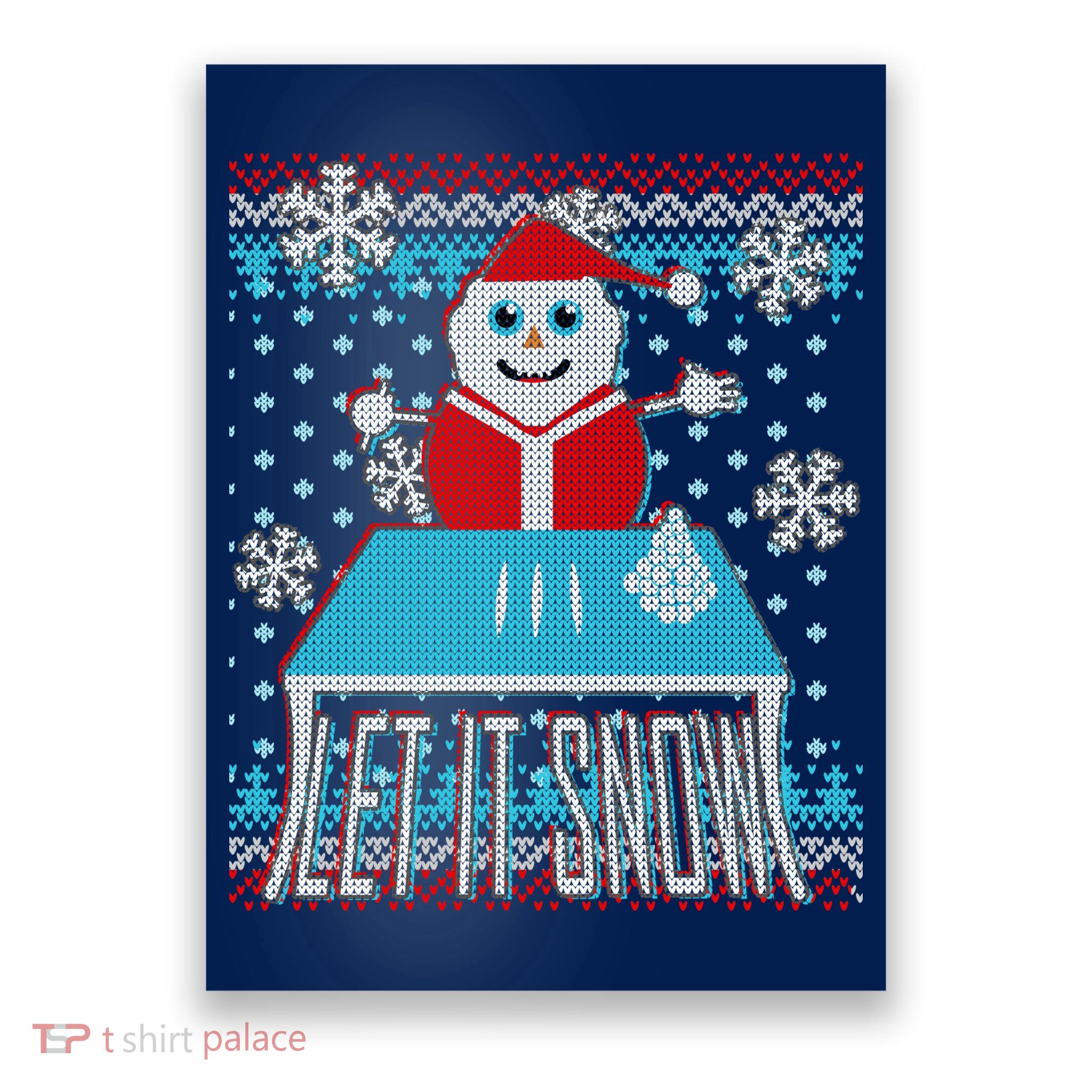 Ugly Christmas Sweater Let It Snow Santa Snowman Poster
