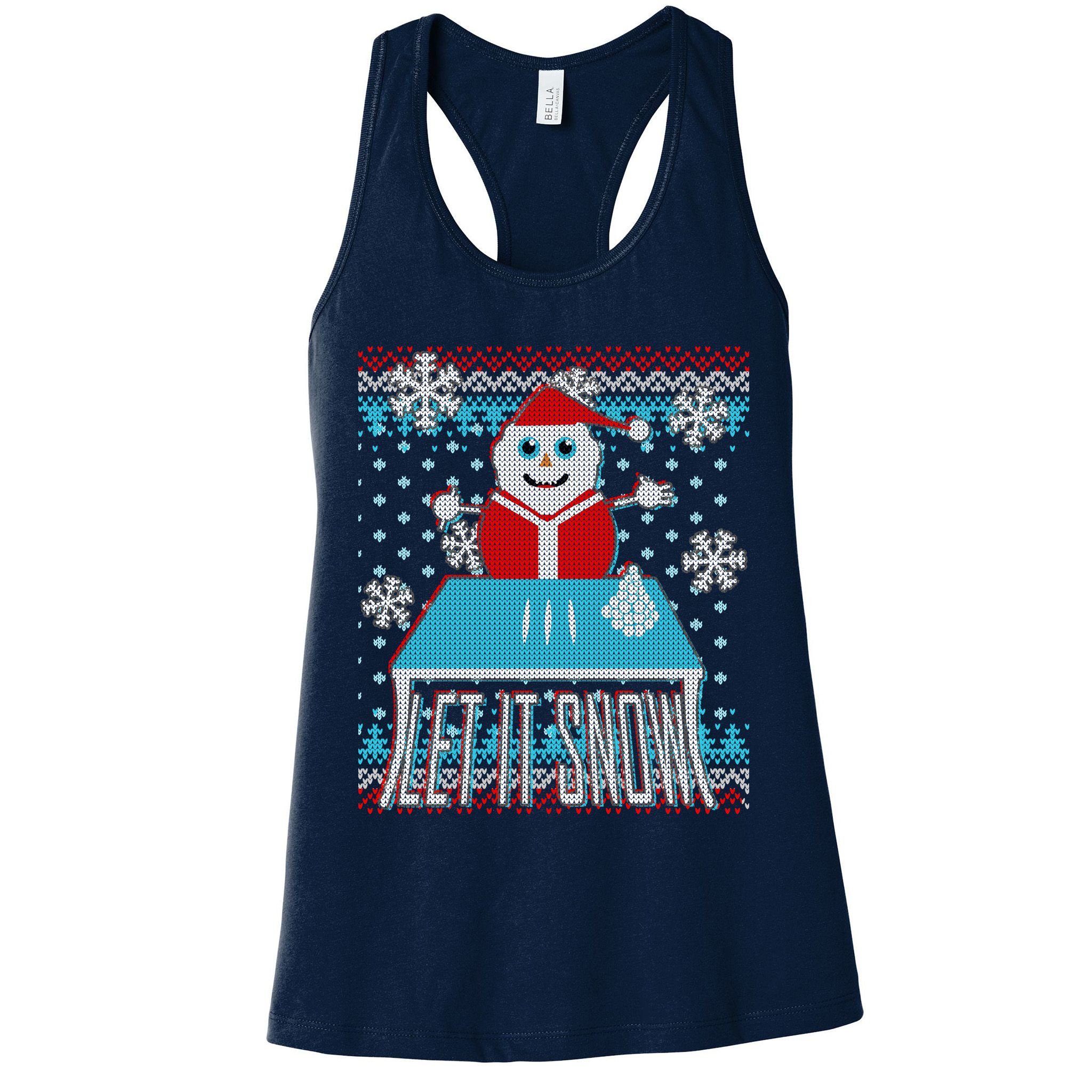 Ugly Christmas Sweater Let It Snow Santa Snowman Womens Tank Top