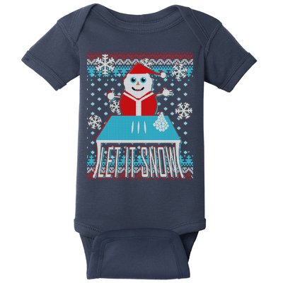 Ugly Christmas Sweater Let It Snow Santa Snowman Baby Bodysuit