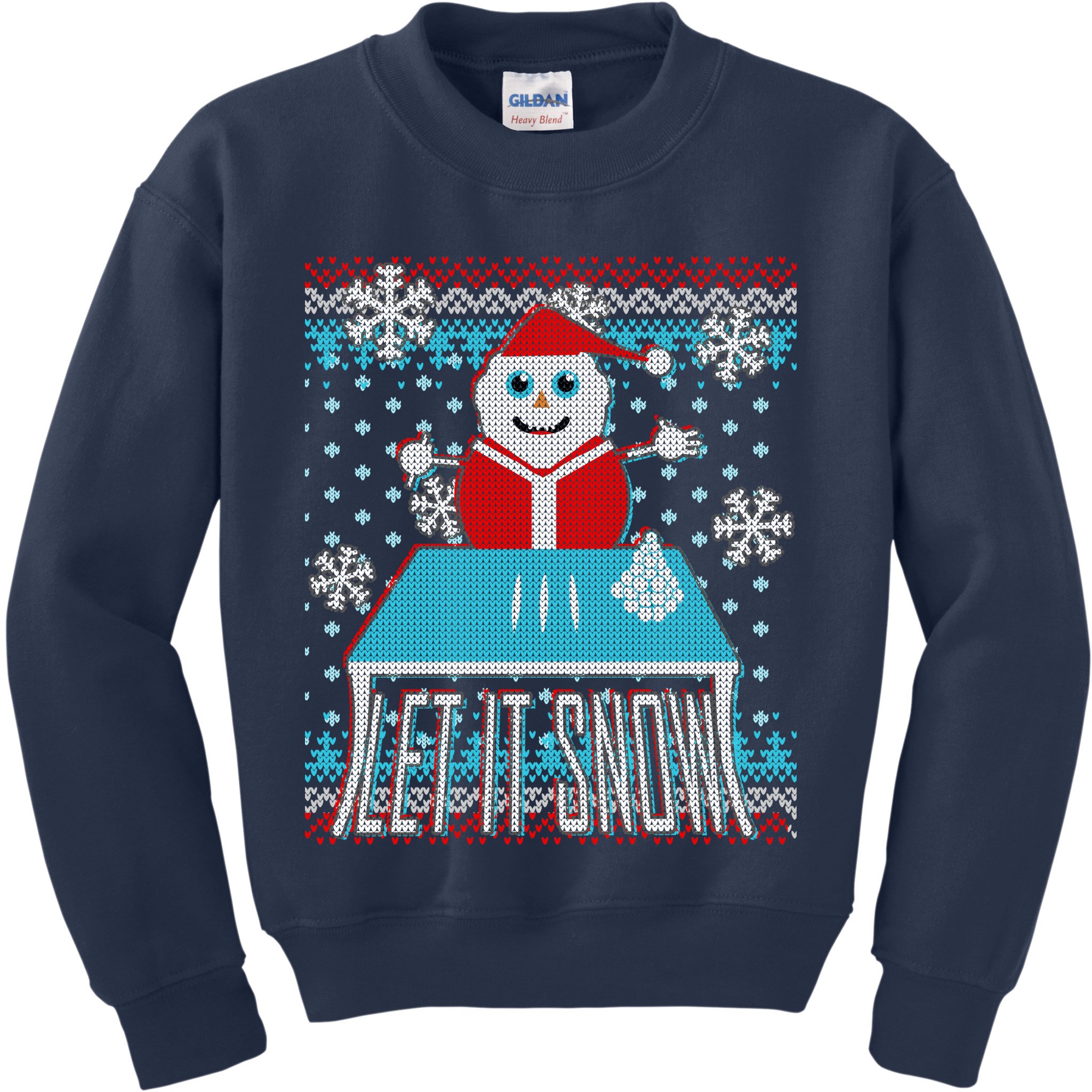 Ugly Christmas Sweater Let It Snow Santa Snowman Kids Sweatshirt