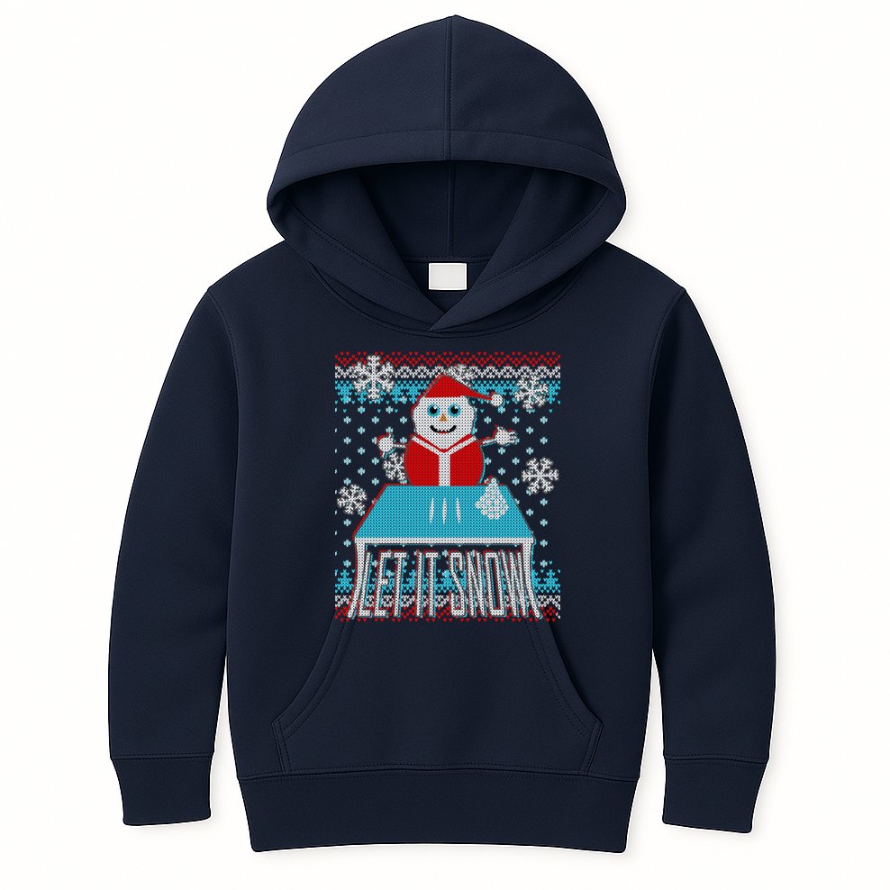 Ugly Christmas Sweater Let It Snow Santa Snowman Kids Hoodie