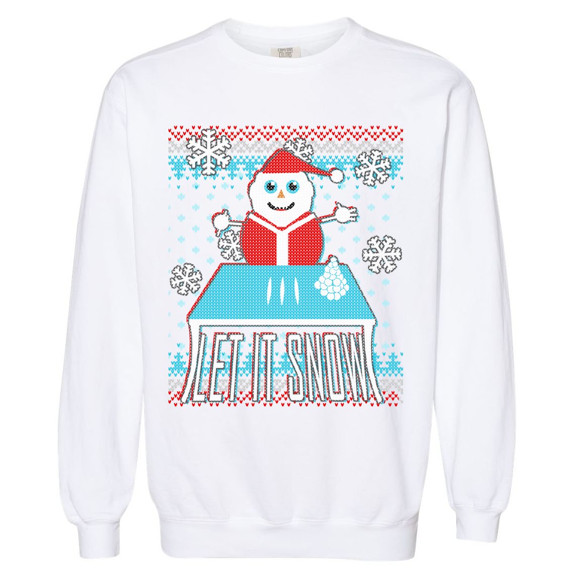 Ugly Christmas Sweater Let It Snow Santa Snowman Garment-Dyed Sweatshirt