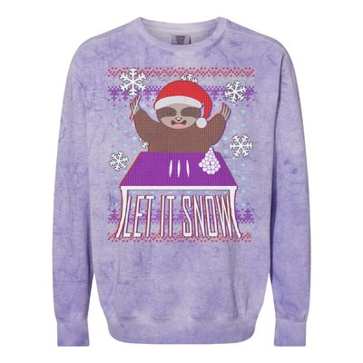 Ugly Christmas Sweater Let It Snow Sloth On Drugs Colorblast Crewneck Sweatshirt