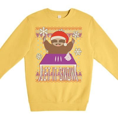 Ugly Christmas Sweater Let It Snow Sloth On Drugs Premium Crewneck Sweatshirt