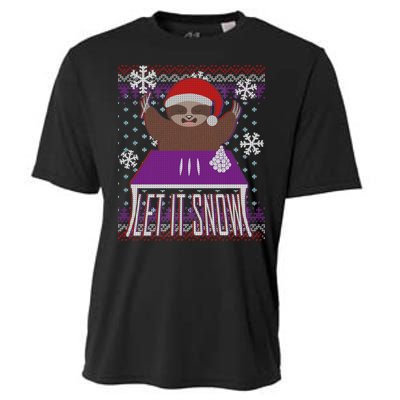 Ugly Christmas Sweater Let It Snow Sloth On Drugs Cooling Performance Crew T-Shirt