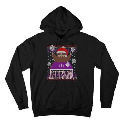 Ugly Christmas Sweater Let It Snow Sloth On Drugs Hoodie