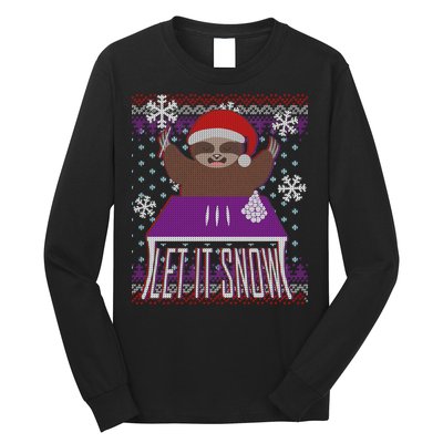 Ugly Christmas Sweater Let It Snow Sloth On Drugs Long Sleeve Shirt