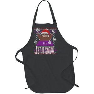 Ugly Christmas Sweater Let It Snow Sloth On Drugs Full-Length Apron With Pockets