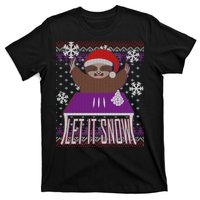 Ugly Christmas Sweater Let It Snow Sloth On Drugs T-Shirt