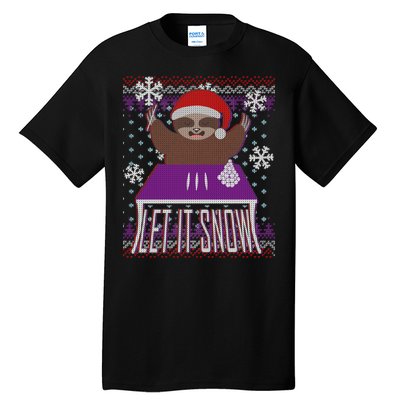 Ugly Christmas Sweater Let It Snow Sloth On Drugs Tall T-Shirt