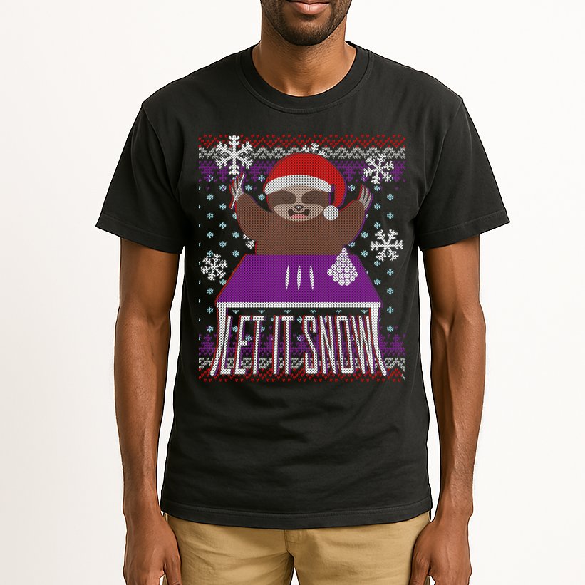 Ugly Christmas Sweater Let It Snow Sloth On Drugs Tall T-Shirt