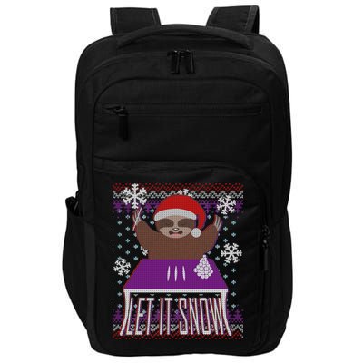 Ugly Christmas Sweater Let It Snow Sloth On Drugs Impact Tech Backpack