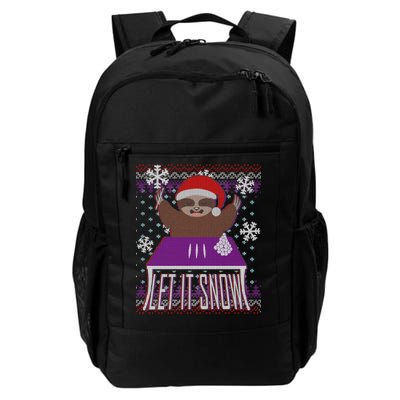 Ugly Christmas Sweater Let It Snow Sloth On Drugs Daily Commute Backpack