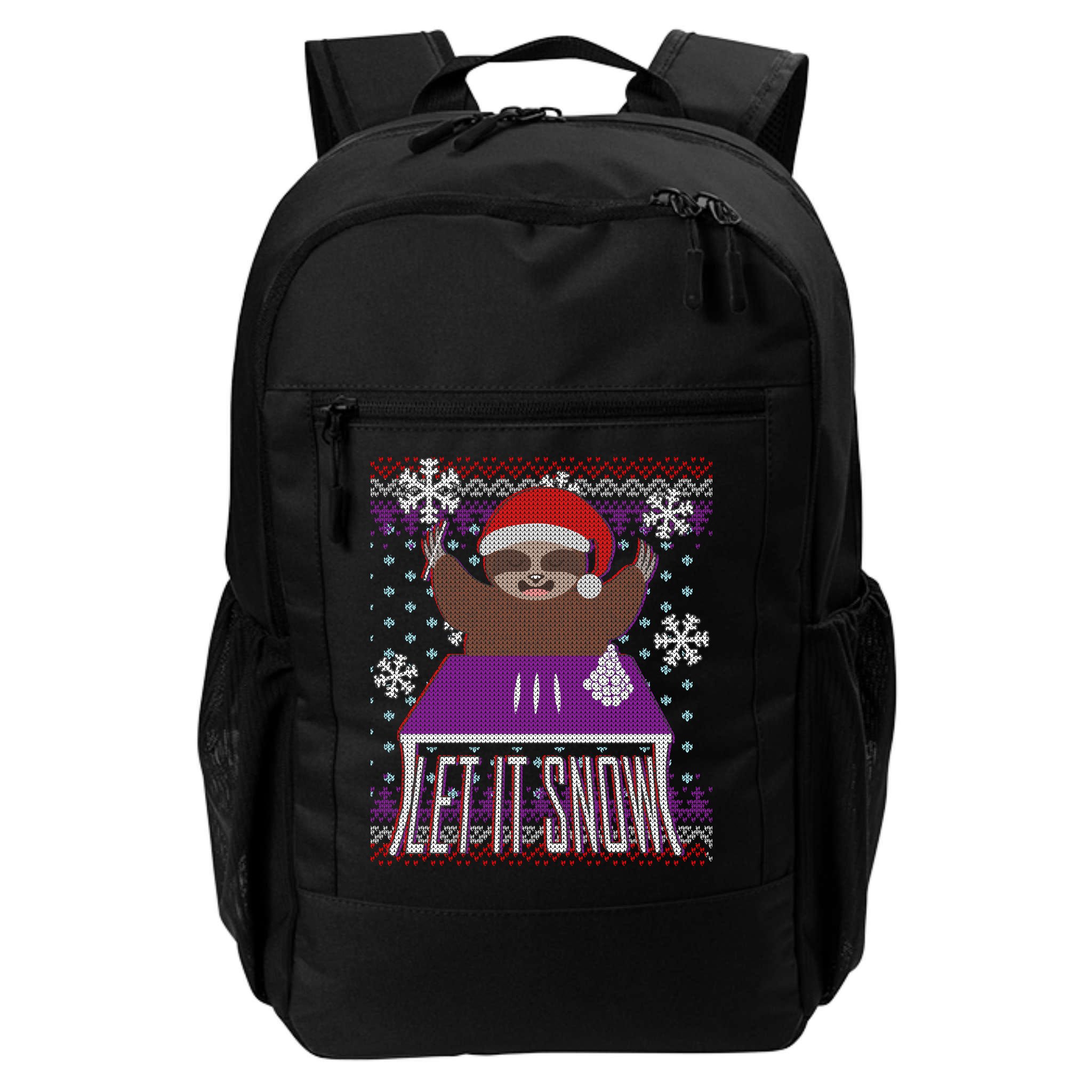 Ugly Christmas Sweater Let It Snow Sloth On Drugs Backpack